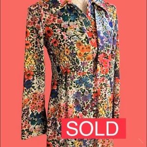 Vintage 60’s M Floral Halter Maxi Dress w/ Jacket